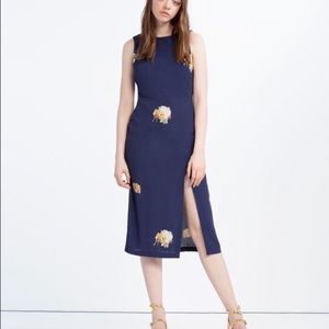 Zara floral midi dress with slit and open back